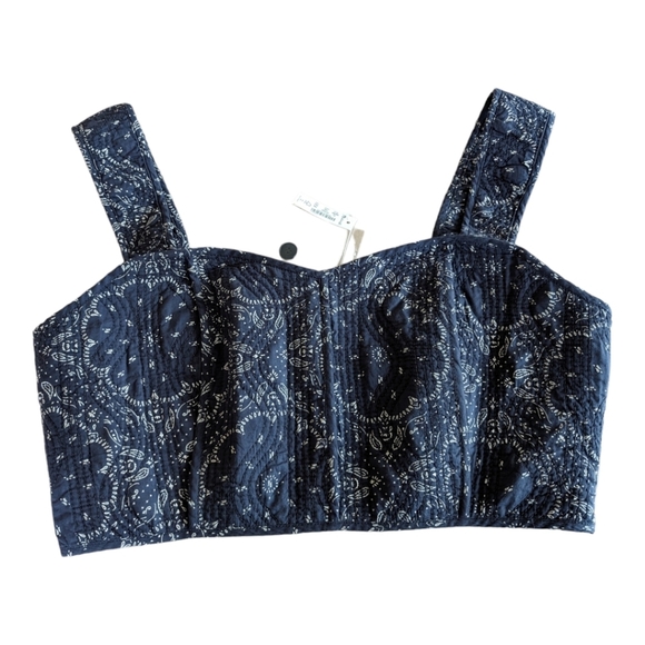 NEW Madewell Kassidy Quilted  Sweetheart Crop Top in Nighttime Size 10 - Picture 4 of 11